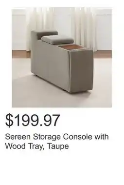 Costco Sereen Storage Console with Wood Tray, Taupe offer