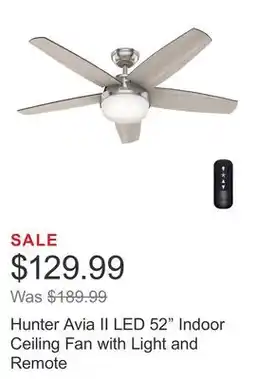 Costco Hunter Avia II LED 52 Indoor Ceiling Fan with Light and Remote offer