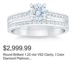 Costco Round Brilliant 1.22 ctw VS2 Clarity, I Color Diamond Platinum Wedding Set offer