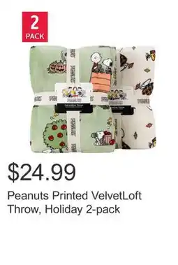 Costco Peanuts Printed VelvetLoft Throw, Holiday 2-pack offer