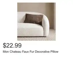Costco Mon Chateau Faux Fur Decorative Pillow offer