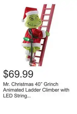 Costco Mr. Christmas 40 Grinch Animated Ladder Climber with LED String Lights offer
