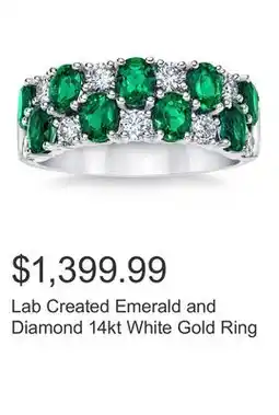 Costco Lab Created Emerald and Diamond 14kt White Gold Ring offer