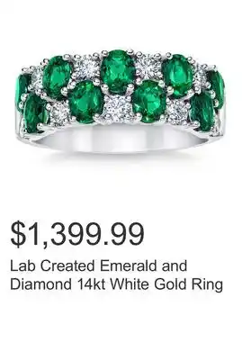 Costco Lab Created Emerald and Diamond 14kt White Gold Ring offer