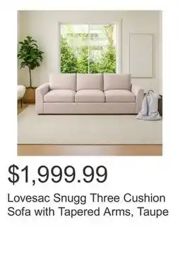 Costco Lovesac Snugg Three Cushion Sofa with Tapered Arms, Taupe offer