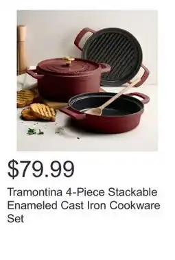 Costco Tramontina 4-Piece Stackable Enameled Cast Iron Cookware Set offer