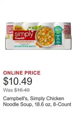 Costco Campbell's, Simply Chicken Noodle Soup, 18.6 oz, 8-Count offer