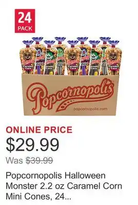 Costco Popcornopolis Halloween Monster 2.2 oz Caramel Corn Mini Cones, 24 count offer