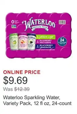 Costco Waterloo Sparkling Water, Variety Pack, 12 fl oz, 24-count offer