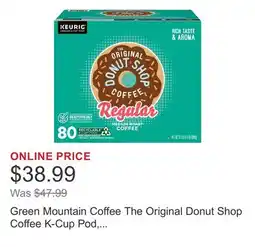 Costco Green Mountain Coffee The Original Donut Shop Coffee K-Cup Pod, 80-count offer