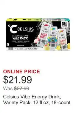 Costco Celsius Vibe Energy Drink, Variety Pack, 12 fl oz, 18-count offer