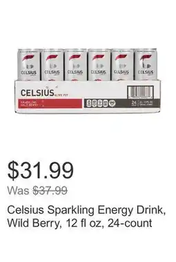 Costco Celsius Sparkling Energy Drink, Wild Berry, 12 fl oz, 24-count offer