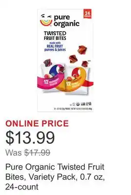 Costco Pure Organic Twisted Fruit Bites, Variety Pack, 0.7 oz, 24-count offer