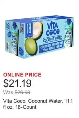Costco Vita Coco, Coconut Water, 11.1 fl oz, 18-Count offer