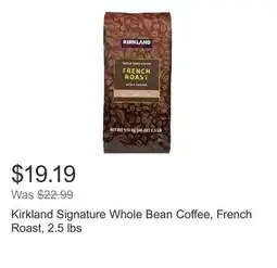 Costco Kirkland Signature Whole Bean Coffee, French Roast, 2.5 lbs offer