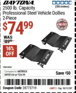 Harbor Freight Tools Daytona professional steel vehicle dollies offer