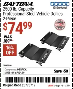 Harbor Freight Tools Daytona professional steel vehicle dollies offer