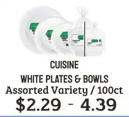 Seven Mile Market Cuisine white plates & bowls offer