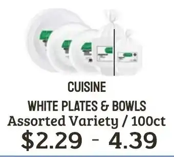 Cuisine white plates & bowls