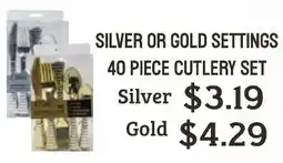 Seven Mile Market Silver or gold settings 40 piece cutlery set offer