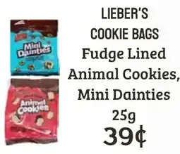 Seven Mile Market Lieber's cookie bags fudge lined animal cookies, mini dainties offer