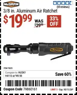 Harbor Freight Tools Mcgraw 3/8 in. aluminum air ratchet offer
