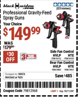 Harbor Freight Tools Black Widow Professional Gravity-Feed Spray Guns offer