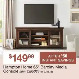 BJ’s Hampton Home 65 Barclay Media Console offer