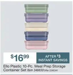 BJ’s Ello Plastic 10-Pc. Meal Prep Storage Container Set offer