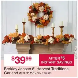 BJ’s Berkley Jensen 6' Harvest Traditional Garland offer