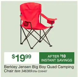 BJ’s Berkley Jensen Big Boy Quad Camping Chair offer