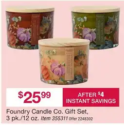 BJ’s Foundry Candle Co. Gift Set, 3 pk./12 oz offer