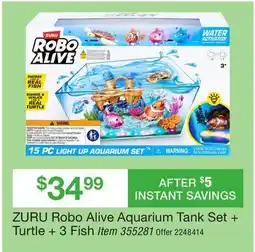 BJ’s ZURU Robo Alive Aquarium Tank Set + Turtle + 3 Fish offer