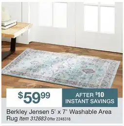 BJ’s Berkley Jensen 5' x 7' Washable Area Rug offer