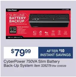 BJ’s CyberPower 750VA Slim Battery Back-Up System offer