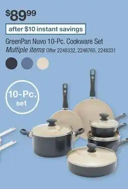 BJ’s GreenPan Nuvo 10-Pc. Cookware Set offer