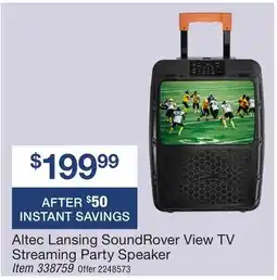 BJ’s Altec Lansing SoundRover View TV Streaming Party Speaker offer