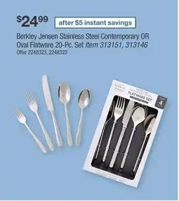 BJ’s Berkley Jensen Stainless Steel Contemporary OR Oval Flatware 20-Pc. Set offer