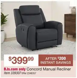 BJ’s Concord Manual Recliner offer