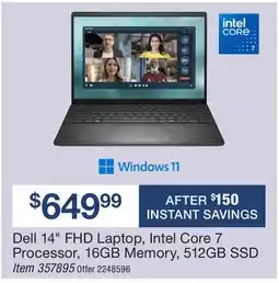 BJ’s Dell 14 FHD Laptop, Intel Core 7 Processor, 16GB Memory, 512GB SSD offer