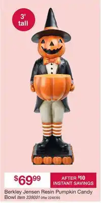 BJ’s Berkley Jensen Resin Pumpkin Candy Bowl offer