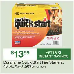 BJ’s Duraflame Quick Start Fire Starters, 40 pk offer
