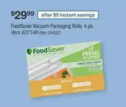 BJ’s FoodSaver Vacuum Packaging Rolls offer
