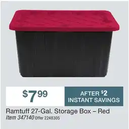 BJ’s Ramtuff 27-Gal. Storage Box – Red offer