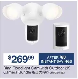 BJ’s Ring Floodlight Cam with Outdoor 2K Camera Bundle offer