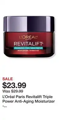 Ulta Beauty L'Oréal Paris Revitalift Triple Power Anti-Aging Moisturizer - Fragrance Free offer
