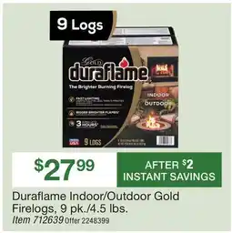 BJ’s Duraflame Indoor/Outdoor Gold Firelogs offer