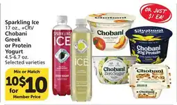 Albertsons Sparkling Ice 17 oz., Chobani Greek or Protein Yogurt 4.5-6.7 oz offer