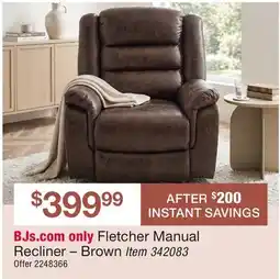 BJ’s Fletcher Manual Recliner – Brown offer