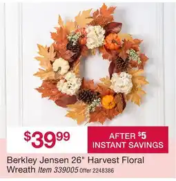 BJ’s Berkley Jensen 26 Harvest Floral Wreath offer